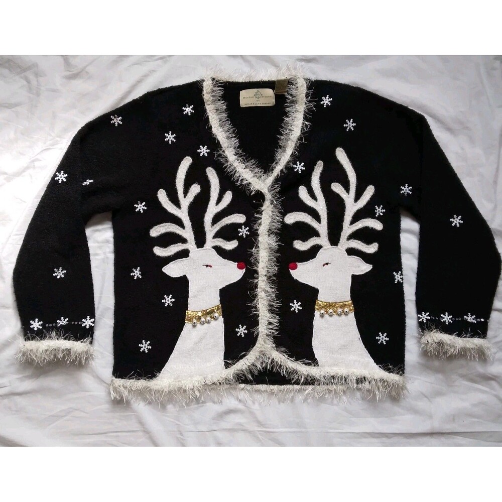 Design Options By Philip & Jane Gordon Reindeer Christmas Sweater Size Medium